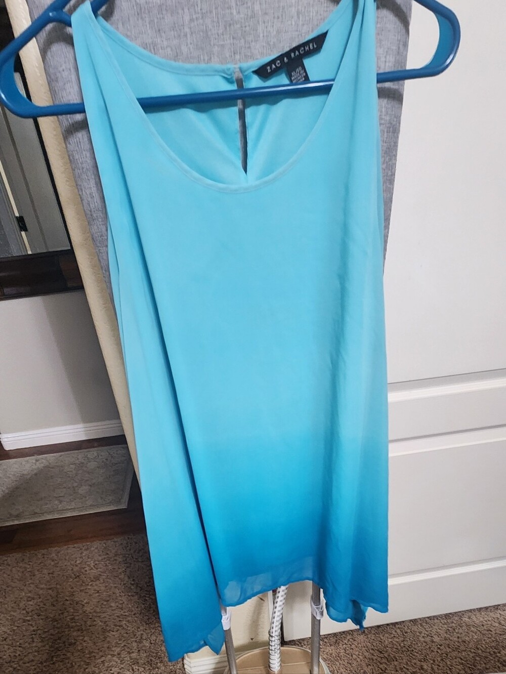 Zach And Rachel Flowy Teal Ombre Tunic Tank Top Size Xl